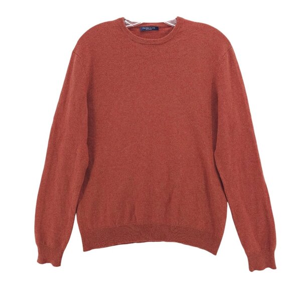PROPER CLOTH 100% Cashmere Sweater Crewneck Orange Rush Marled Size MEDIUM - Picture 1 of 8
